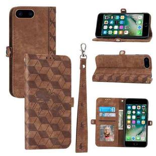 For iPhone 8 Plus / 7 Plus Spider Printed Leather Phone Case(Brown)