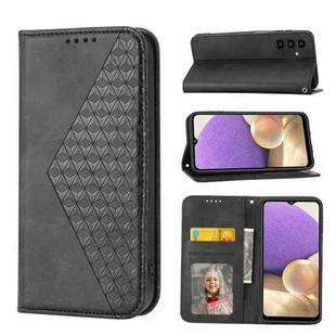 For Samsung Galaxy A32 5G Cubic Grid Calf Texture Magnetic Closure Leather Phone Case(Black)