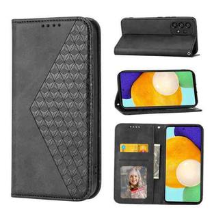 For Samsung Galaxy A52 4G / 5G Cubic Grid Calf Texture Magnetic Closure Leather Phone Case(Black)