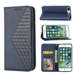 For iPhone SE 2022 / SE 2020 / 7 / 8 Cubic Grid Calf Texture Magnetic Closure Leather Phone Case(Blue)