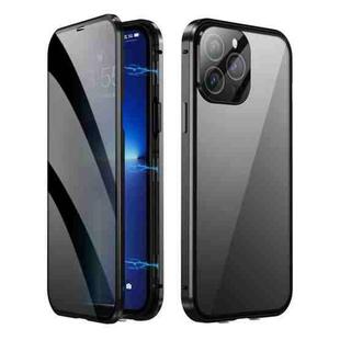For iPhone 13 Pro Max Dual-Lock Anti-peeping Glass 360 Full Body Frosted Magnetic Phone Case(Black)