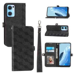 For OPPO Reno7 Spider Printed Leather Phone Case(Black)
