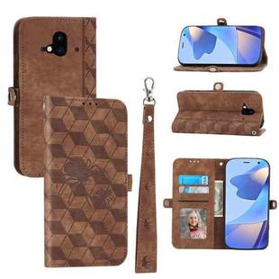 For Fujitsu Arrows F-52B Spider Printed Leather Phone Case(Brown)