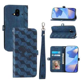 For Fujitsu Arrows F-52B Spider Printed Leather Phone Case(Blue)