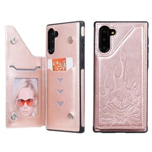 For Galaxy Note10 Skull Head Embossing Pattern Shockproof Protective Case with Holder & Card Slots & Wallet(Rose Gold)