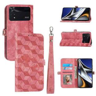 For Xiaomi Poco X4 Pro 5G Spider Printed Leather Phone Case(Pink)