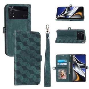 For Xiaomi Poco X4 Pro 5G Spider Printed Leather Phone Case(Green)