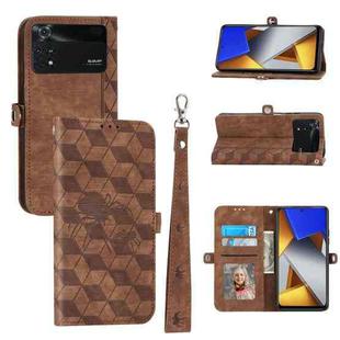 For Xiaomi Poco M4 Pro Spider Printed Leather Phone Case(Brown)