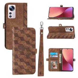 For Xiaomi 12 Spider Printed Leather Phone Case(Brown)