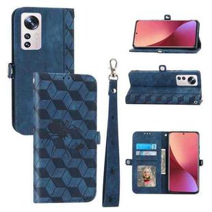 For Xiaomi 12 Lite Spider Printed Leather Phone Case(Blue)