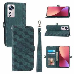 For Xiaomi 12 Pro Spider Printed Leather Phone Case(Green)