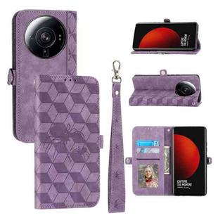For Xiaomi 12 Ultra Spider Printed Leather Phone Case(Purple)