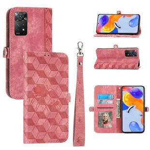 For Xiaomi Redmi Note 11 / 11S Spider Printed Leather Phone Case(Pink)