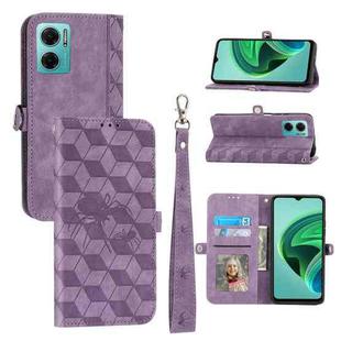 For Xiaomi Redmi Note 11E Spider Printed Leather Phone Case(Purple)