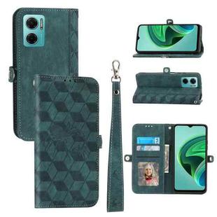 For Xiaomi Redmi Note 11E Spider Printed Leather Phone Case(Green)