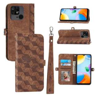 For Xiaomi Redmi 10C Spider Printed Leather Phone Case(Brown)