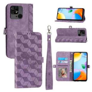 For Xiaomi Redmi 10A Spider Printed Leather Phone Case(Purple)