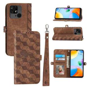 For Xiaomi Redmi 10A Spider Printed Leather Phone Case(Brown)