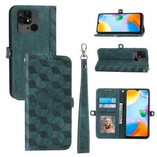 For Xiaomi Redmi 10A Spider Printed Leather Phone Case(Green)