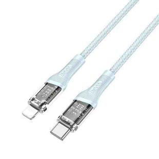 hoco U111 Transparent Discovery Edition USB-C / Type-C to 8 Pin PD Fast Charging Data Cable Length: 1.2m(Blue)
