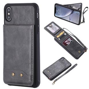For iPhone XS Max Vertical Flip Shockproof Leather Protective Case with Short Rope, Support Card Slots & Bracket & Photo Holder & Wallet Function(Gray)