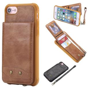 For iPhone 6 Vertical Flip Shockproof Leather Protective Case with Short Rope, Support Card Slots & Bracket & Photo Holder & Wallet Function(Brown)