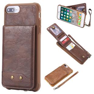 For iPhone 6 Plus Vertical Flip Shockproof Leather Protective Case with Short Rope, Support Card Slots & Bracket & Photo Holder & Wallet Function(Coffee)
