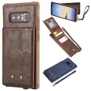 For Galaxy Note 8 Vertical Flip Shockproof Leather Protective Case with Short Rope, Support Card Slots & Bracket & Photo Holder & Wallet Function(Coffee)