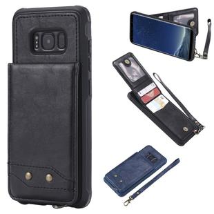 For Galaxy S8 Vertical Flip Shockproof Leather Protective Case with Short Rope, Support Card Slots & Bracket & Photo Holder & Wallet Function(Black)