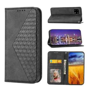 For Sharp Aquos Sense6 / 6S Cubic Grid Calf Texture Magnetic Closure Leather Phone Case(Black)