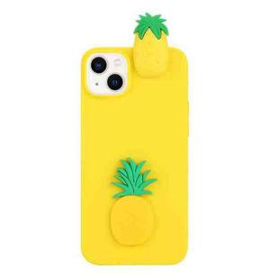 For iPhone 14 3D Silicone Lying Cartoon TPU Phone Case(Pineapple)