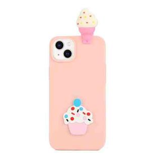 For iPhone 14 3D Silicone Lying Cartoon TPU Phone Case(Ice Cream)