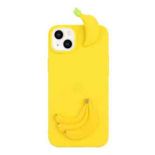 For iPhone 14 3D Silicone Lying Cartoon TPU Phone Case(Banana)