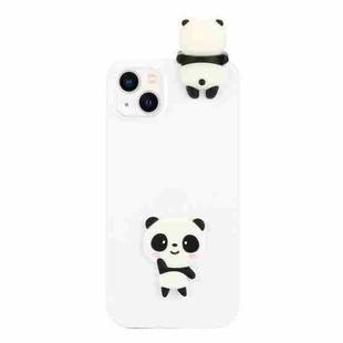 For iPhone 14 Plus 3D Silicone Lying Cartoon TPU Phone Case(White Panda)