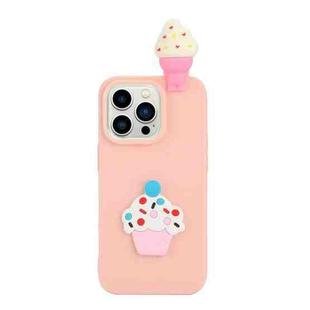 For iPhone 14 Pro 3D Silicone Lying Cartoon TPU Phone Case(Ice Cream)