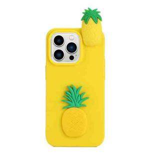 For iPhone 14 Pro Max 3D Silicone Lying Cartoon TPU Phone Case(Pineapple)
