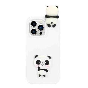 For iPhone 14 Pro Max 3D Silicone Lying Cartoon TPU Phone Case(White Panda)