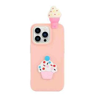 For iPhone 14 Pro Max 3D Silicone Lying Cartoon TPU Phone Case(Ice Cream)