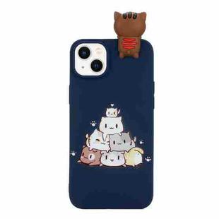 For iPhone 14 Shockproof Cartoon TPU Phone Case(Stacked Cats)