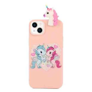 For iPhone 14 Shockproof Cartoon TPU Phone Case(Heart Unicorn)