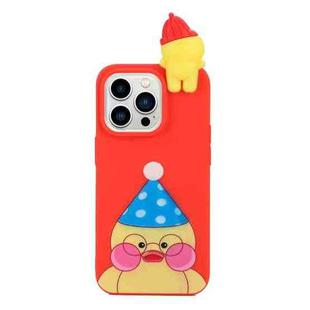 For iPhone 14 Pro Shockproof Cartoon TPU Phone Case(Yellow Duck)