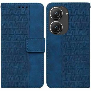For Asus Zenfone 9 Geometric Embossed Flip Leather Phone Case(Blue)