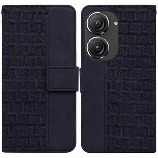 For Asus Zenfone 9 Geometric Embossed Flip Leather Phone Case(Black)