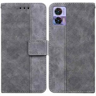 For Motorola Edge 30 Neo / Edge 30 Lite Geometric Embossed Flip Leather Phone Case(Grey)
