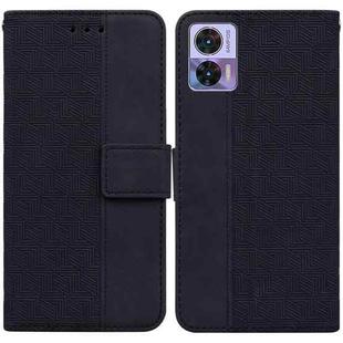 For Motorola Edge 30 Neo / Edge 30 Lite Geometric Embossed Flip Leather Phone Case(Black)