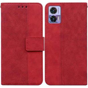 For Motorola Edge 30 Neo / Edge 30 Lite Geometric Embossed Flip Leather Phone Case(Red)