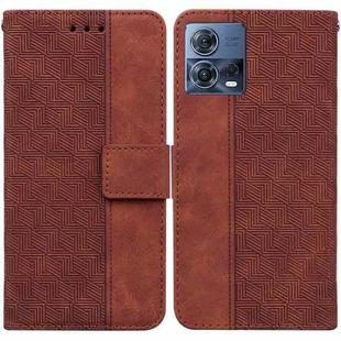 For Motorola Moto S30 Pro 5G / Edge 30 Fusion Geometric Embossed Flip Leather Phone Case(Brown)