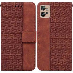 For Motorola Moto G32 Geometric Embossed Flip Leather Phone Case(Brown)