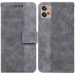 For Motorola Moto G32 Geometric Embossed Flip Leather Phone Case(Grey)