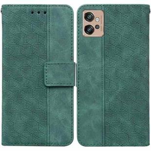 For Motorola Moto G32 Geometric Embossed Flip Leather Phone Case(Green)
